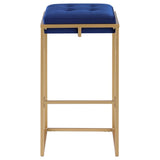 Nadia Square Padded Seat Bar Stool (Set Of 2) Blue And Gold