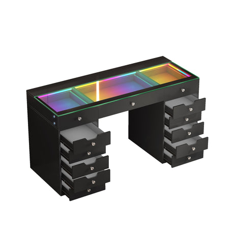 Eva Vanity Desk  - 13 Storage Drawers with Full Light &RGB