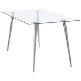 Gilman Chrome Rectangular 64-Inch Glass Top Dining Table