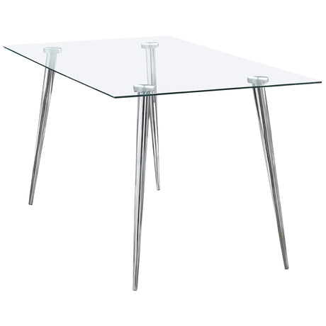 Gilman Chrome Rectangular 64-Inch Glass Top Dining Table