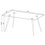 Gilman Chrome Rectangular 64-Inch Glass Top Dining Table