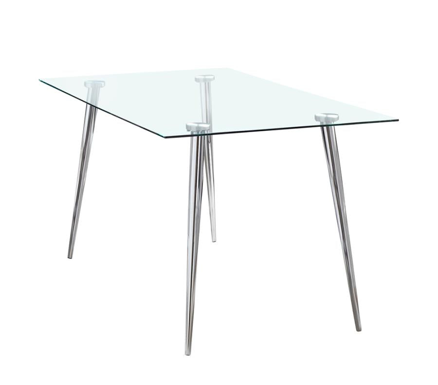 Gilman Chrome Rectangular 64-Inch Glass Top Dining Table