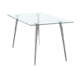 Gilman Chrome Rectangular 64-Inch Glass Top Dining Table