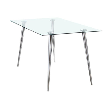 Gilman Chrome Rectangular 64-Inch Glass Top Dining Table