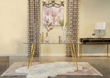 Gilman Gold Rectangular 64-Inch Glass Top Dining Table