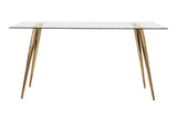 Gilman Gold Rectangular 64-Inch Glass Top Dining Table