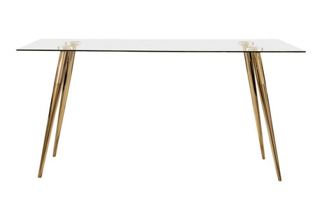 Gilman Gold Rectangular 64-Inch Glass Top Dining Table