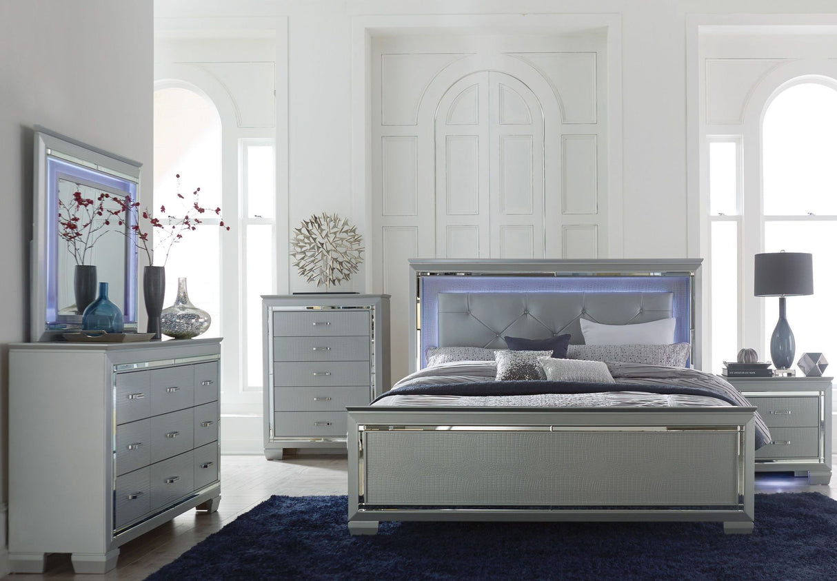 Allura Silver Panel Bedroom Set