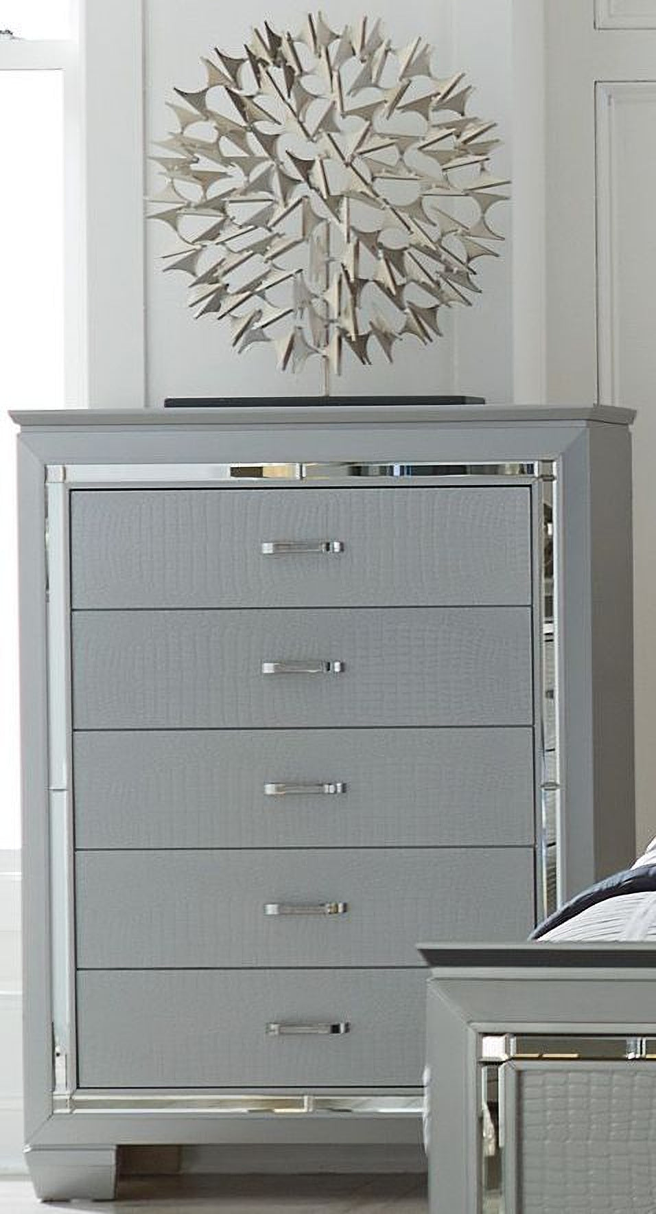 Allura Silver Panel Bedroom Set