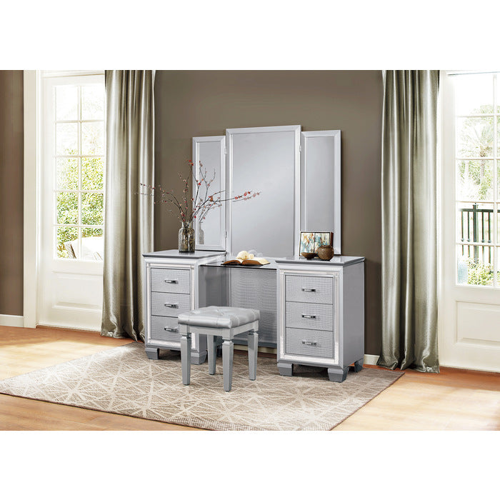Allura Silver Vanity Dresser With Mirror