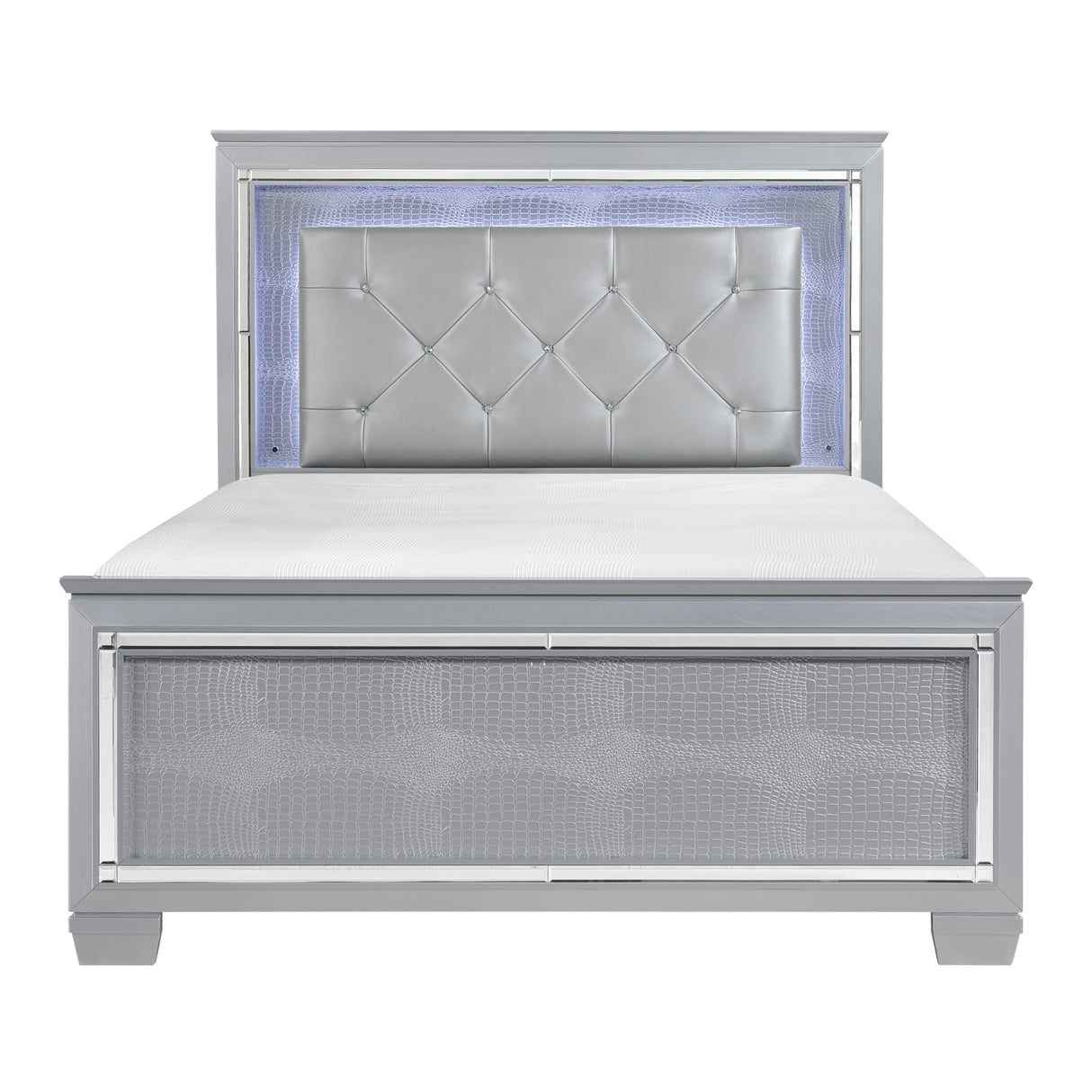 Allura Silver Queen Bed, Led Lighting