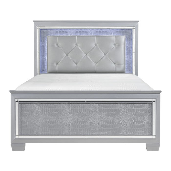 Allura Silver Queen Bed, Led Lighting