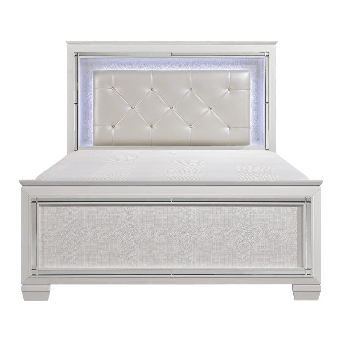 Allura White Queen Bed, Led Lighting