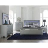 Allura Silver California King Bed, Led Lighting