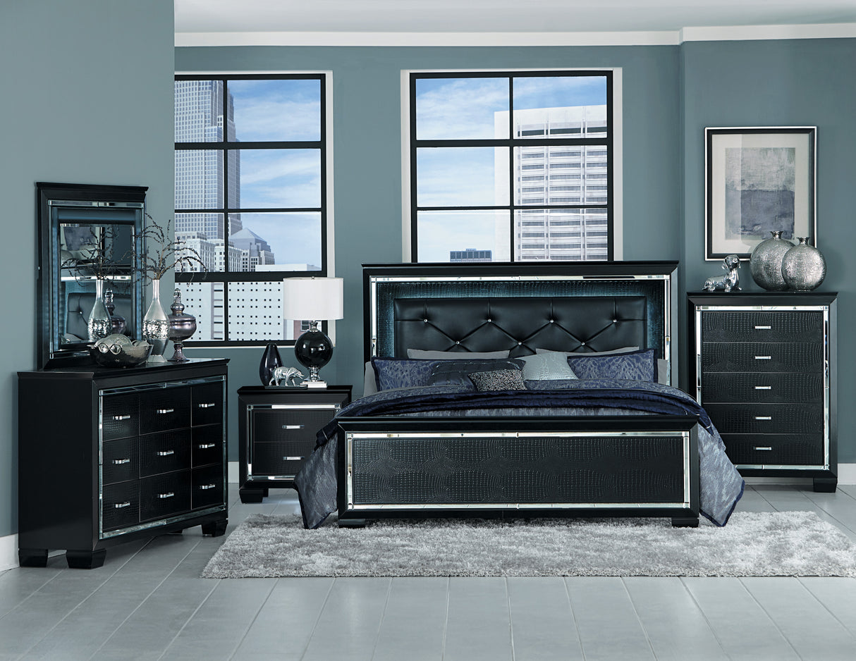 Allura Black California King Bed, Led Lighting