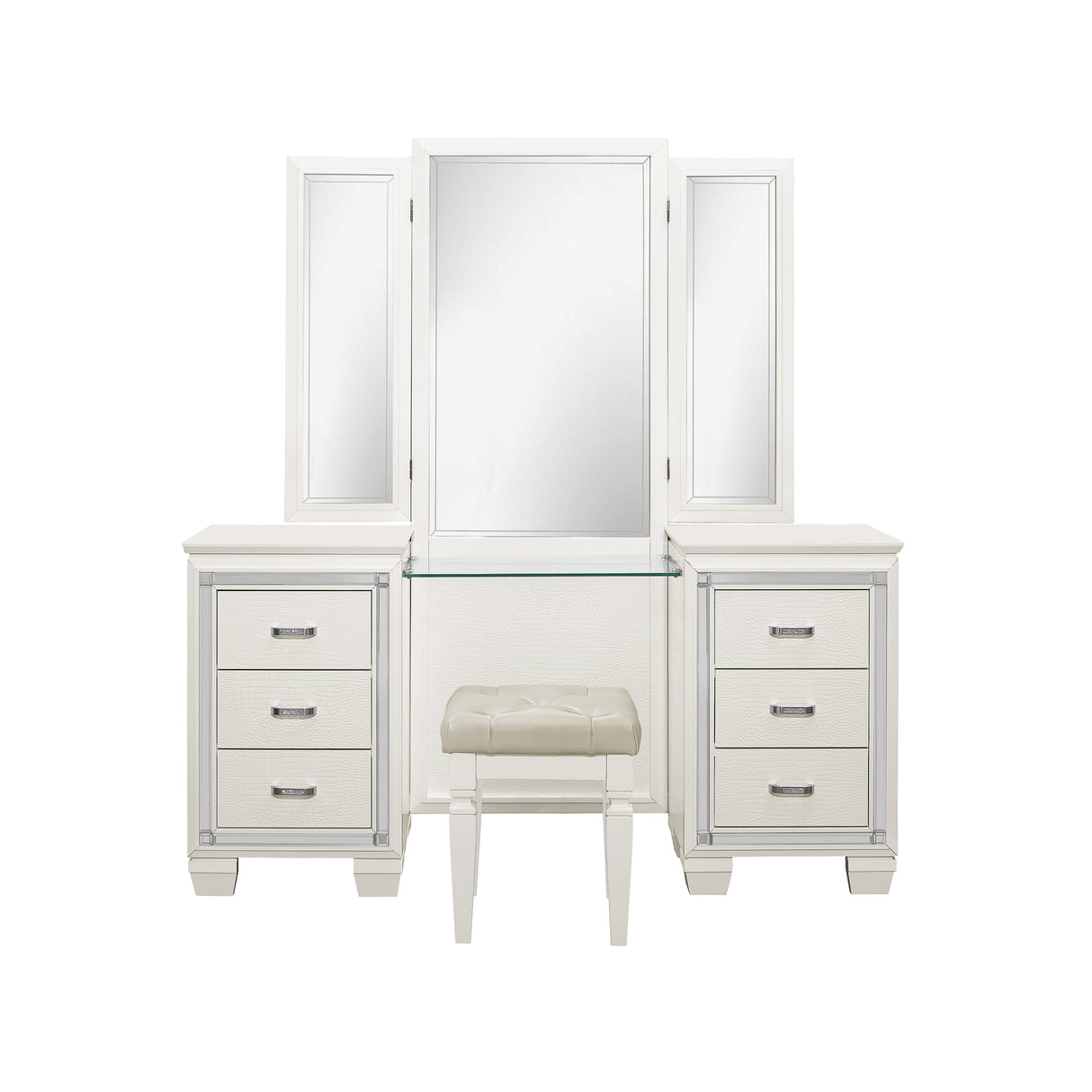 Allura White Vanity Dresser With Mirror