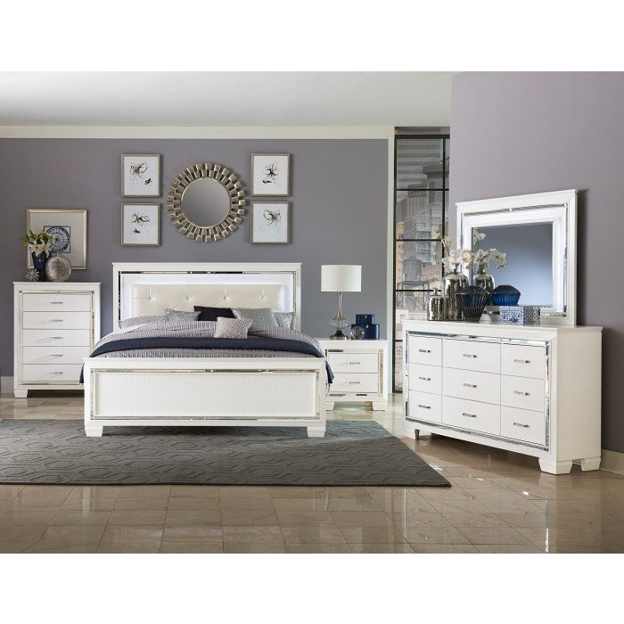 Allura White Queen Bed, Led Lighting