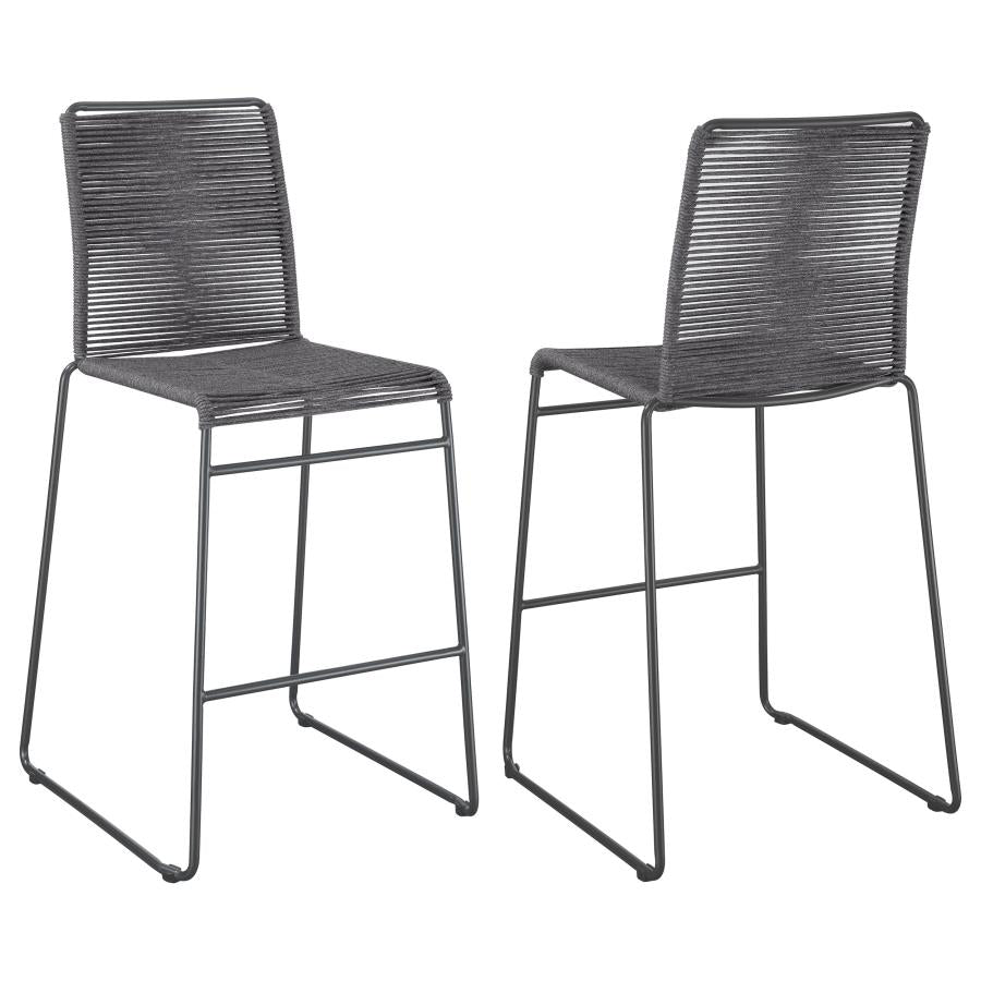 Kai Upholstered Bar Stools With Footrest (Set Of 2) Charcoal And Gunmetal