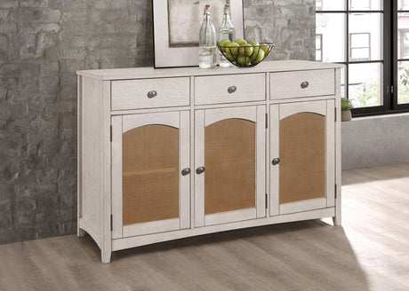 Kirby 3-Drawer Rectangular Server With Adjustable Shelves Natural And Rustic Off White