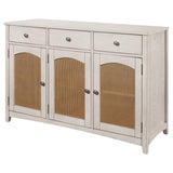 Kirby 3-Drawer Rectangular Server With Adjustable Shelves Natural And Rustic Off White