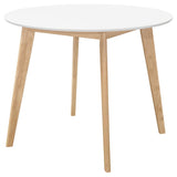 Breckenridge Round Dining Table Matte White And Natural Oak