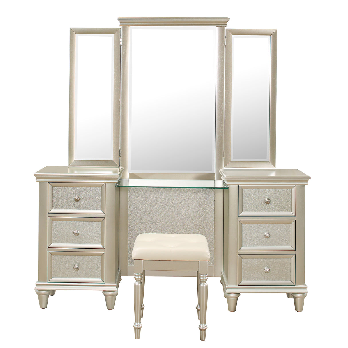 Celandine Silver Vanity Dresser With Mirror
