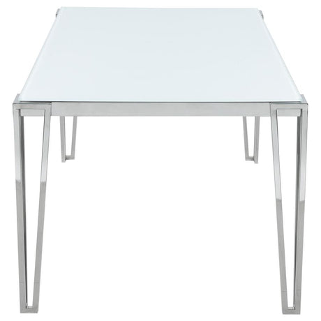 Pauline Chrome Rectangular 64-Inch Glass Top Dining Table