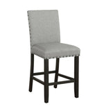 Kentfield Solid Back Upholstered Counter Height Stools Grey And Antique Noir (Set Of 2)
