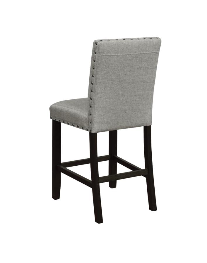 Kentfield Solid Back Upholstered Counter Height Stools Grey And Antique Noir (Set Of 2)