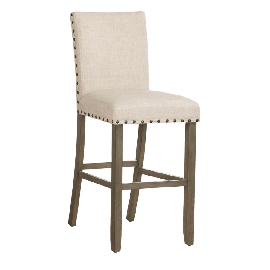 Ralland Upholstered Bar Stools With Nailhead Trim Beige (Set Of 2)