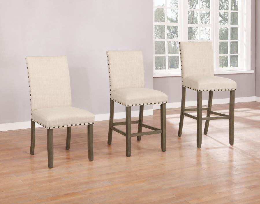 Ralland Upholstered Bar Stools With Nailhead Trim Beige (Set Of 2)