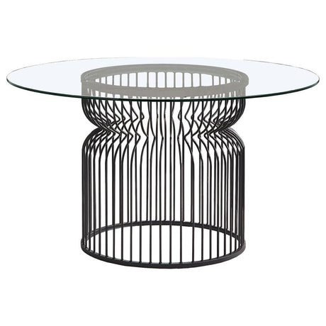 Granvia Gunmetal Round 54-Inch Glass Top Metal Dining Table