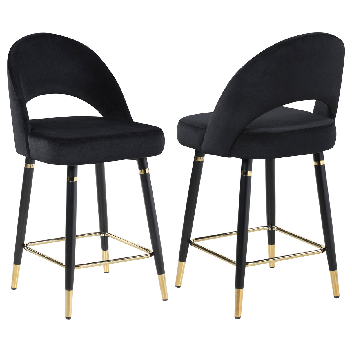 Reyes Arched Back Upholstered Counter Height Stools Black (Set Of 2)