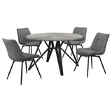 Neil Gunmetal 5-Piece Round Dining Table Set Concrete