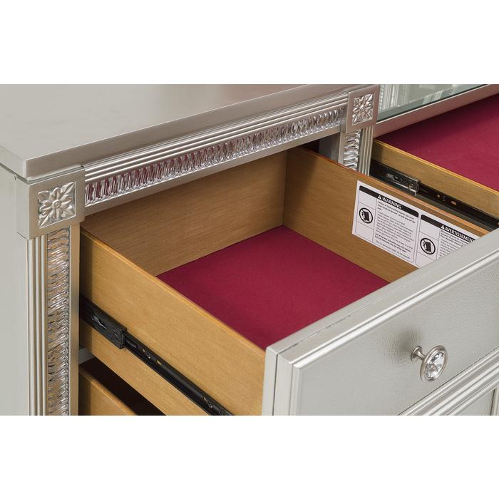 Bevelle Silver Vanity Dresser With Mirror