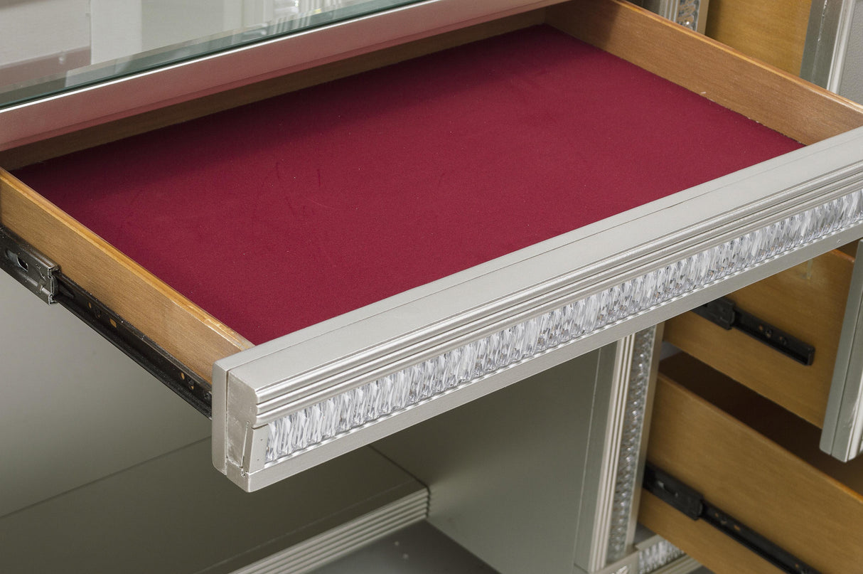 Bevelle Silver Vanity Dresser With Mirror