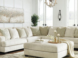 Rawcliffe Parchment 3-Piece Sectional With Ottoman
