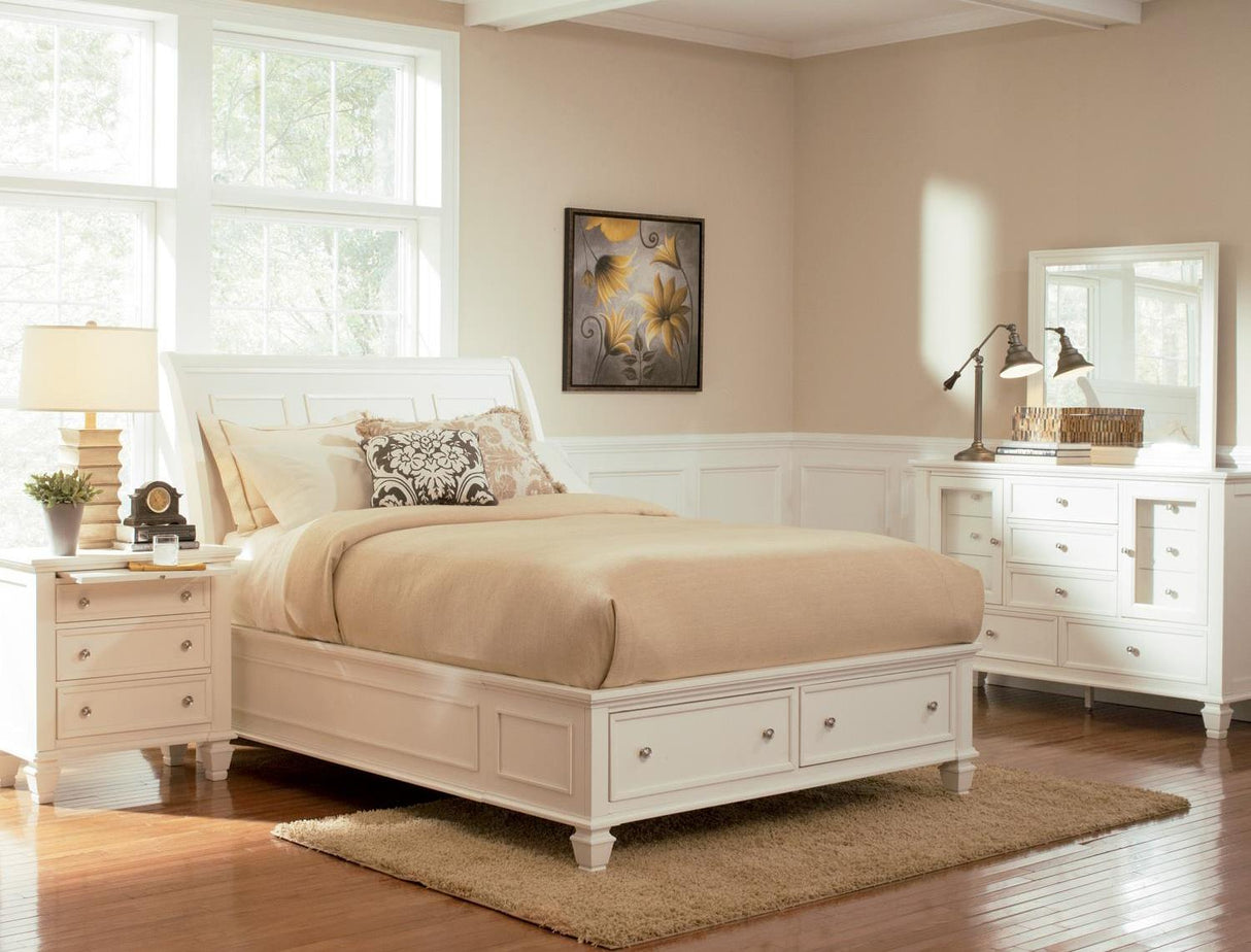 Sandy Beach White Sleigh Storage Bedroom Set - 201309