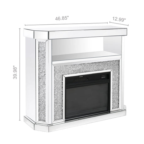 Crushed Diamonds LED Mirrored Fireplace