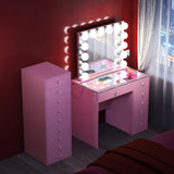 April Promotion ! Mini Diana Vanity Desk with Marilyn Hollywood Vanity Mirror and 9 Drawer Unit (Only sell in California)