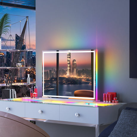 Luxury Hollywood Glow Vanity Mirror with RGB & Bluetooth Speaker