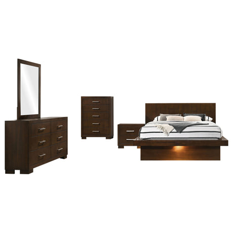 Jessica Cappuccino 5-Piece Queen Led Bedroom Set