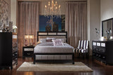 5-Piece Bedroom Set With Upholstered Headboard Black Queen