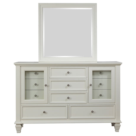 Sandy Beach Cream White 11-Drawer Dresser With Mirror