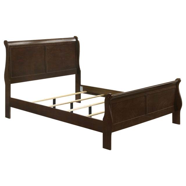 Louis Philippe Cappuccino Wood Full Sleigh Bed