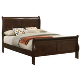 Louis Philippe Cappuccino Wood Full Sleigh Bed