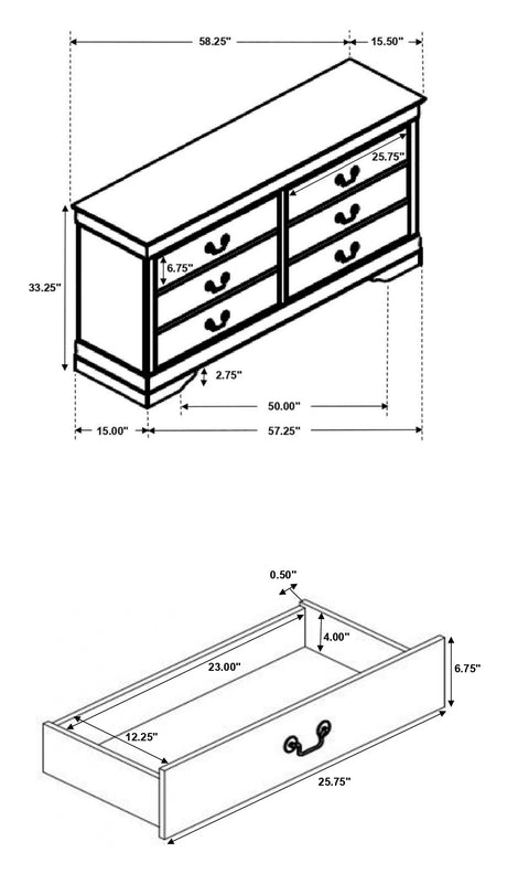 Louis Philippe Cappuccino 5-Piece Eastern King Bedroom Set