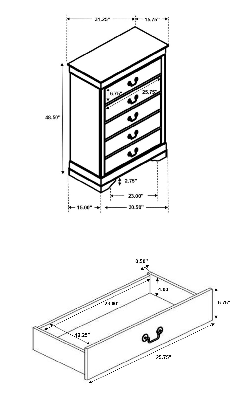Louis Philippe Cappuccino 5-Piece Eastern King Bedroom Set