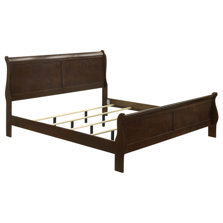 Louis Philippe Cappuccino Wood Eastern King Sleigh Bed