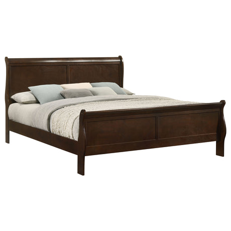 Louis Philippe Cappuccino Wood Eastern King Sleigh Bed